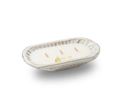 Memorial Wooden Dough Bowl Candle – 3 Wick