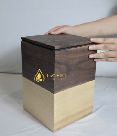 Handcrafted Wooden Cremation Urn Box with Lid