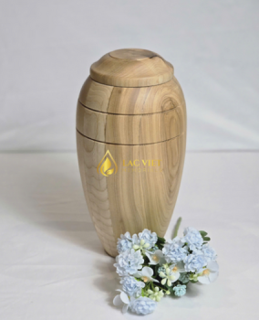 Classic Round Style Wooden Cremation Urn for Human Ashes