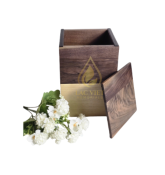 walnut and ash wooden urn