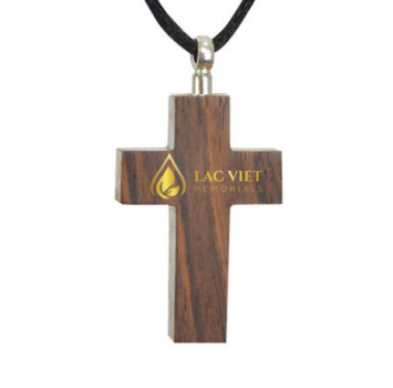 Wooden Cross Keepsake Necklace