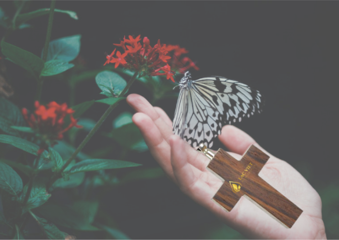 Wooden Cross Keepsake Necklace