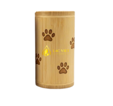 Engraved Paw Print Bamboo Cremation Urn for Pets