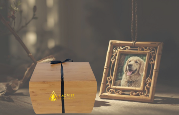 Bamboo Pet Cremation Urn with Ribbon