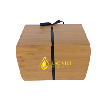 Bamboo Pet Cremation Urn with Ribbon