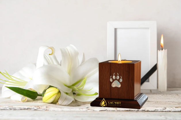 Wooden Candle Holder with Paw Inlay