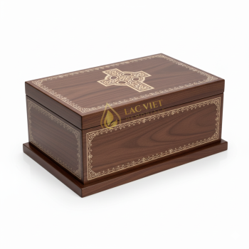 Wooden Keepsake Urn Box with Cross Engraving