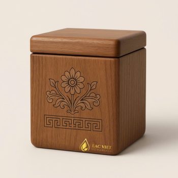 Wooden Cremation Urn with Floral Engraving