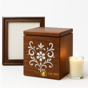 Wooden Grace Urn with MOP Lotus Inlay