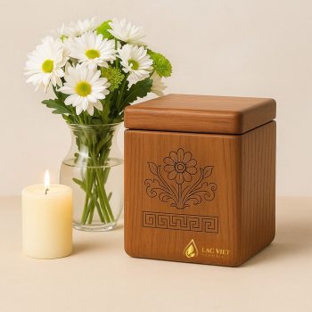 Wooden Cremation Urn with Floral Engraving