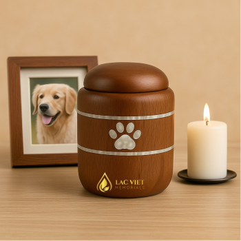 Dog Memorial Wooden Urn with Paw Design