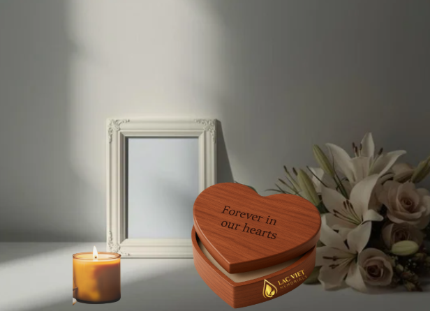 Wholesale Heart Shaped Wooden Urn from Vietnam
