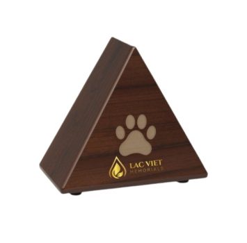 Engraved Paw Wooden Pyramid Urn for Poodle