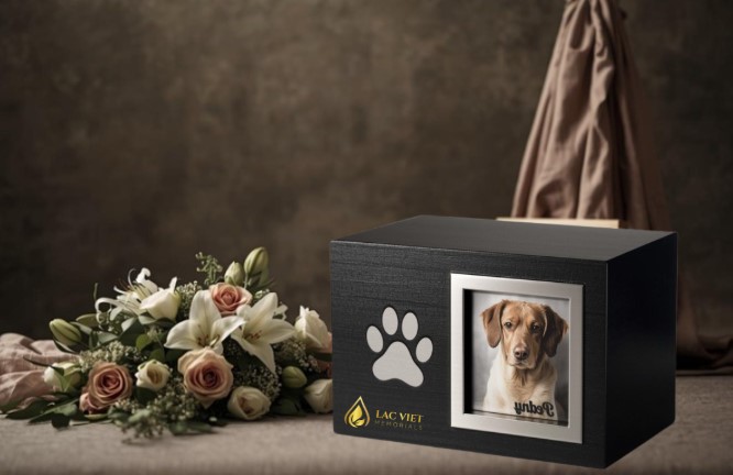 Rectangle Wooden Urn with Picture Photo for Doberman