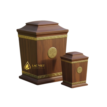 Wholesale Wooden Cremation Urn with Brass Tree For Human