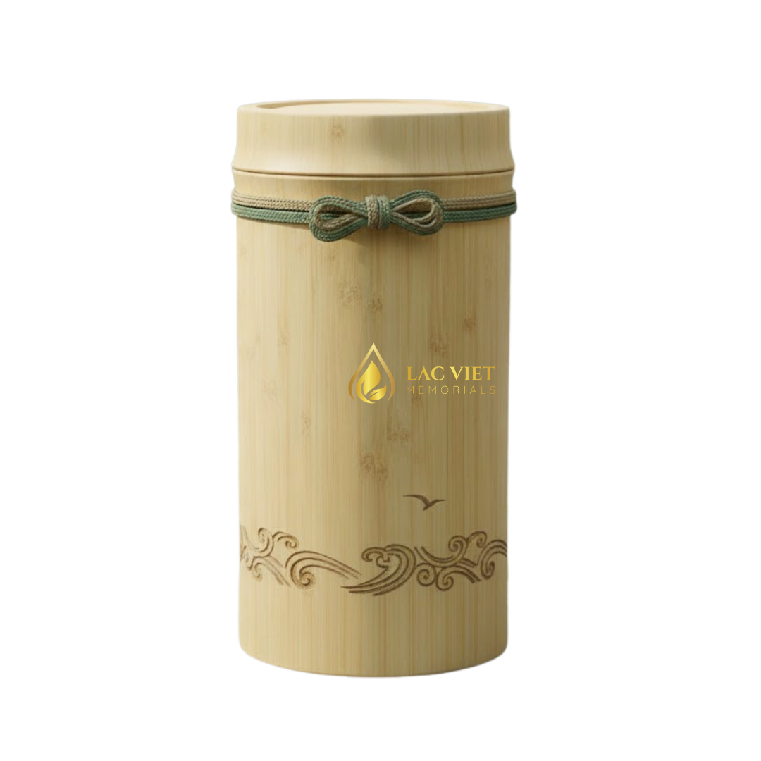 LVU25-1112 Manufacture Bamboo Scattering Cremation Urn For Adult From Viet Nam