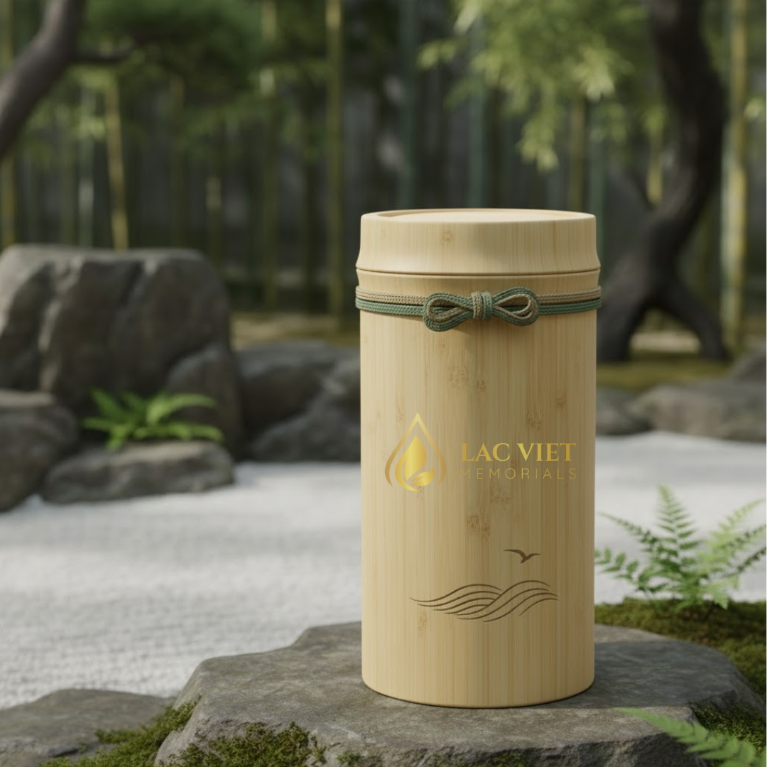 LVU25-1112 Manufacture Bamboo Scattering Cremation Urn For Adult From Viet Nam