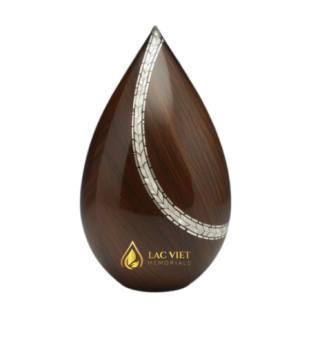 Handmade Teardrop Wooden Urn with Mother of Pearl Inlaid from Vietnam