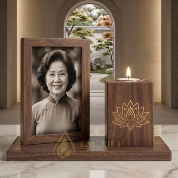 Memorial Urn for Human Ashes with Photo Frame and Candle Holder