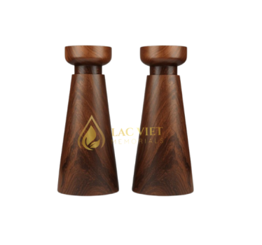 Elegant Set of 2 Wood Candle Holder from Vietnam