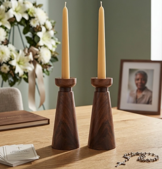 Elegant Set of 2 Wood Candle Holder from Vietnam